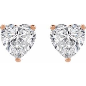 14K Rose Gold 1/4 CT Heart Lab-Grown Diamond Cocktail-Style Earrings – image 2