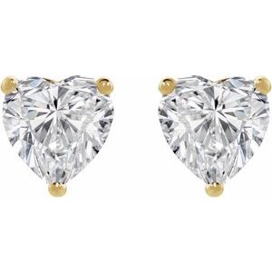 14K Yellow Gold 1 CT Heart Lab-Grown Diamond Cocktail-Style Earrings – image 2