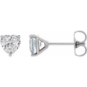 14K White Gold 1/4 CT Heart Lab-Grown Diamond Cocktail-Style Earrings