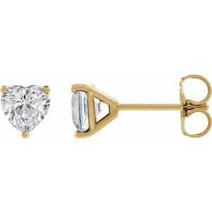 14K Yellow Gold 1 CT Heart Lab-Grown Diamond Cocktail-Style Earrings