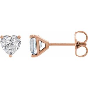 14K Rose Gold 1/4 CT Heart Lab-Grown Diamond Cocktail-Style Earrings