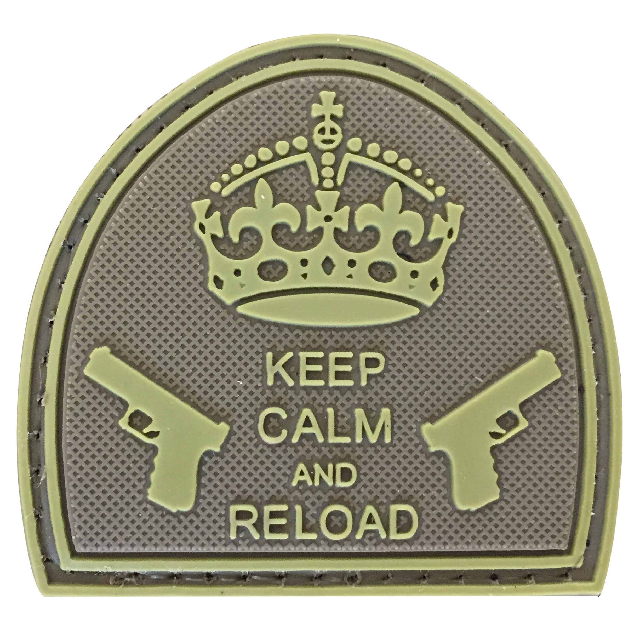 Keep Calm and Reload Carved Background PVC Patch Coyote Tan