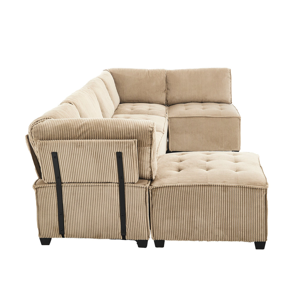 UNITED WE WIN Modular Sectional Sofa U Shaped Modular Couch with Reversible Chaise Modular Sofa Sectional Couch,6- Seat Convertible Sofa,Fit for Living Room