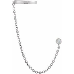 Platinum 1/10 CT Natural Diamond Stud with Ear Cuff