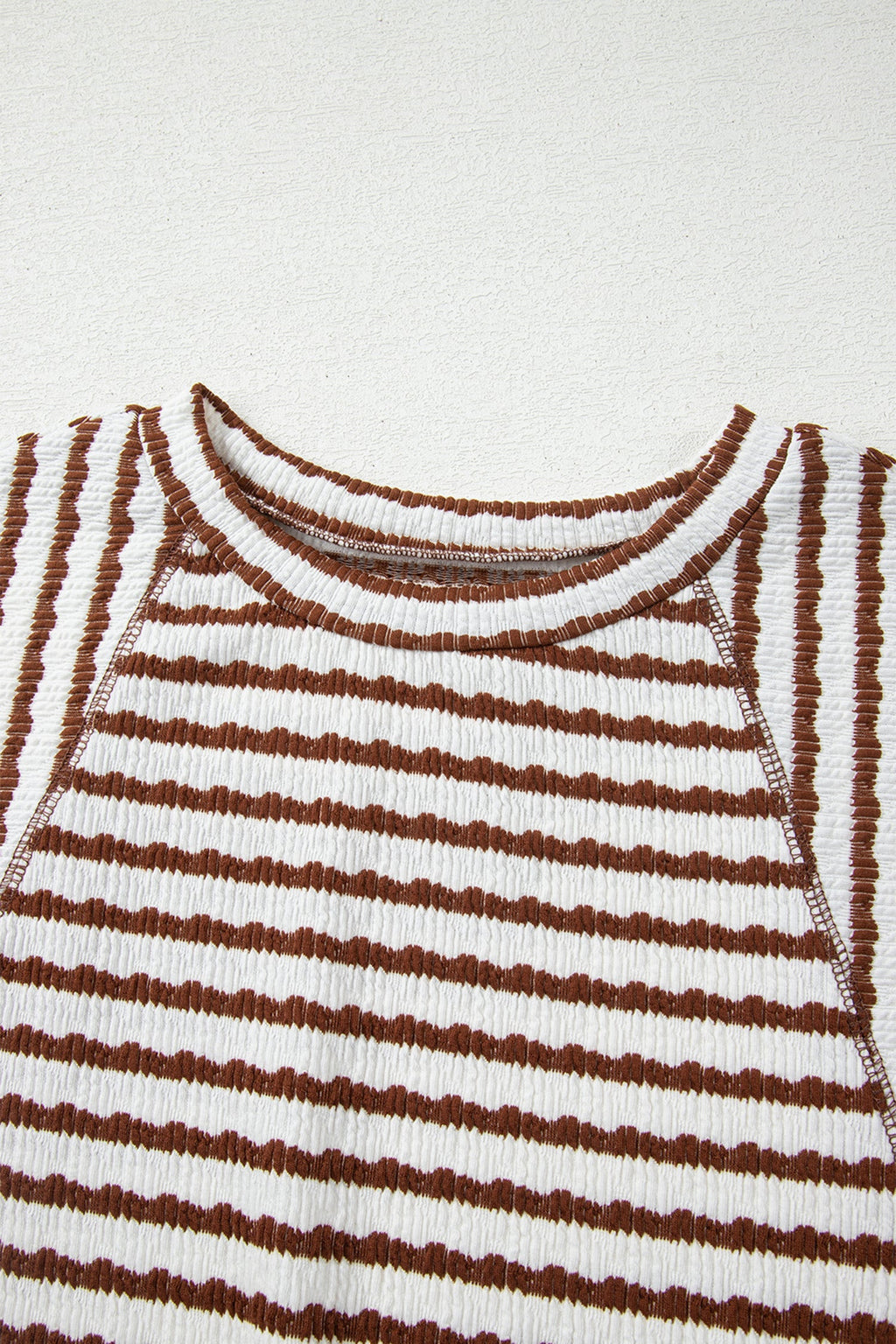 Stripe Textured Knit 3/4 Sleeve Top