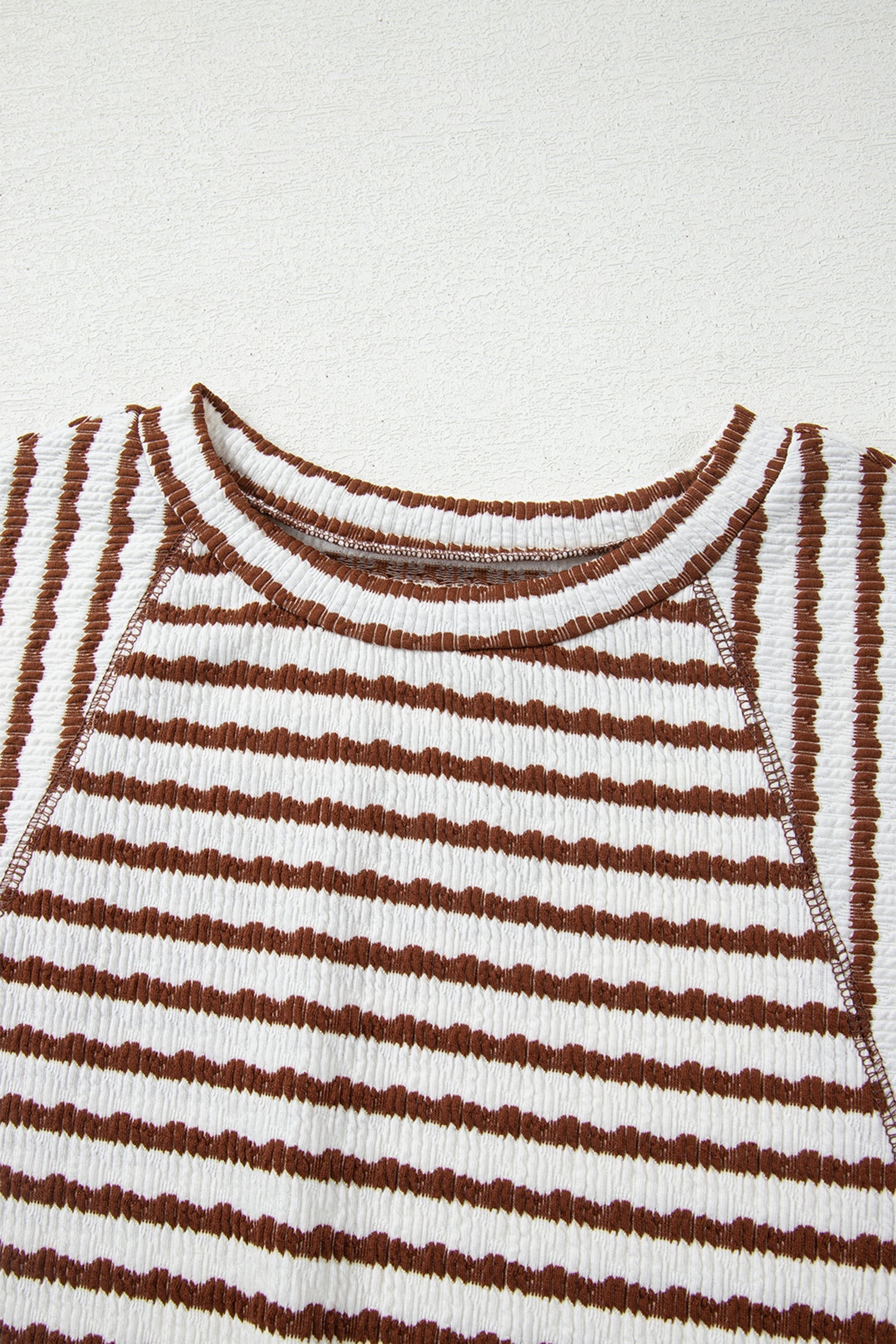 Stripe Textured Knit 3/4 Sleeve Top