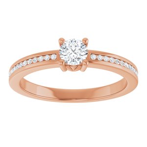 14K Rose Gold 4.1 mm Round .07 CTW Natural Diamond Semi-Set Ring – image 5