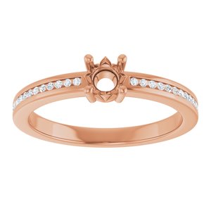 14K Rose Gold 4.1 mm Round .07 CTW Natural Diamond Semi-Set Ring – image 6