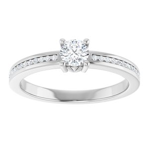 Platinum 4.1 mm Round .07 CTW Natural Diamond Semi-Set Ring – image 5