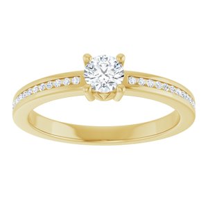 14K Yellow Gold 4.1 mm Round .07 CTW Natural Diamond Semi-Set Ring – image 5
