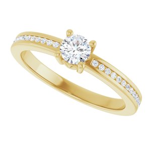 14K Yellow Gold 4.1 mm Round .04 CTW Lab-Grown Diamond Semi-Set Ring – image 8