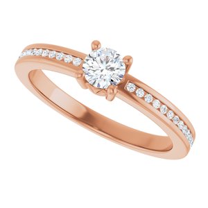 14K Rose Gold 4.1 mm Round .04 CTW Lab-Grown Diamond Semi-Set Ring – image 8