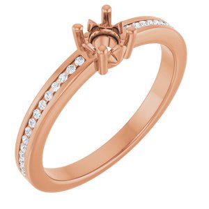 14K Rose Gold 4.1 mm Round .07 CTW Natural Diamond Semi-Set Ring – image 2