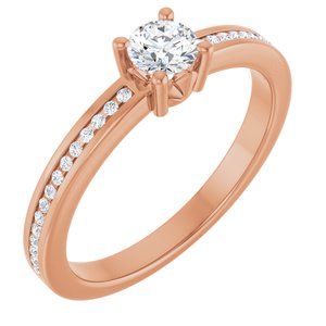 14K Rose Gold 4.1 mm Round .04 CTW Lab-Grown Diamond Semi-Set Ring