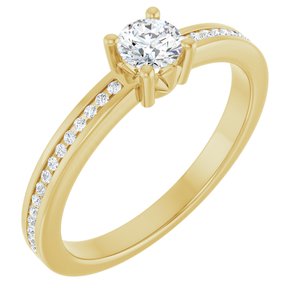 14K Yellow Gold 4.1 mm Round .04 CTW Lab-Grown Diamond Semi-Set Ring