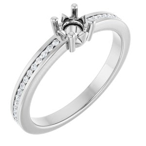 14K White Gold 4.1 mm Round .04 CTW Lab-Grown Diamond Semi-Set Ring – image 2