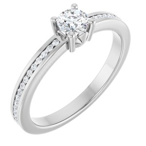 Platinum 4.1 mm Round .07 CTW Natural Diamond Semi-Set Ring