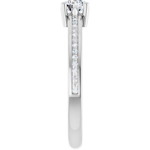 Platinum 4.1 mm Round .07 CTW Natural Diamond Semi-Set Ring – image 7