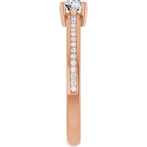 14K Rose Gold 4.1 mm Round .04 CTW Lab-Grown Diamond Semi-Set Ring – image 7