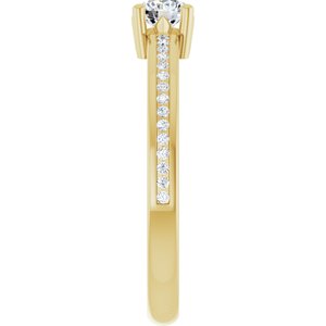 14K Yellow Gold 4.1 mm Round .04 CTW Lab-Grown Diamond Semi-Set Ring – image 7