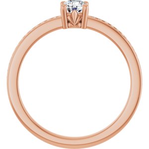 14K Rose Gold 4.1 mm Round .04 CTW Lab-Grown Diamond Semi-Set Ring – image 3