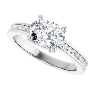 Platinum 8x6 mm Oval .04 CTW Lab-Grown Diamond Semi-Set Ring – image 8