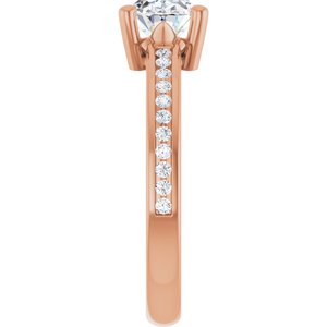 14K Rose Gold 8x6 mm Oval 1/6 CTW Natural Diamond Semi-Set Ring – image 7