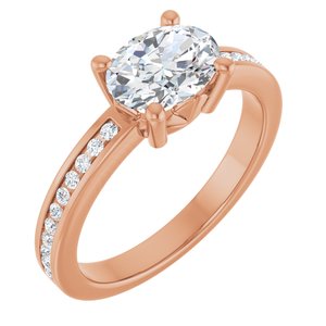 14K Rose Gold 8x6 mm Oval .04 CTW Lab-Grown Diamond Semi-Set Ring