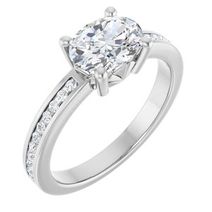 Sterling Silver 8x6 mm Oval .04 CTW Lab-Grown Diamond Semi-Set Ring