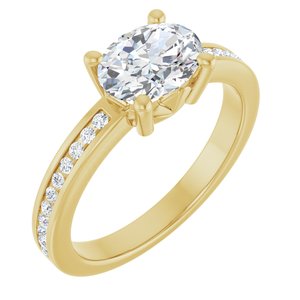 14K Yellow Gold 8x6 mm Oval 1/6 CTW Natural Diamond Semi-Set Ring