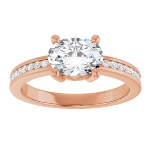 14K Rose Gold 8x6 mm Oval 1/6 CTW Natural Diamond Semi-Set Ring – image 5