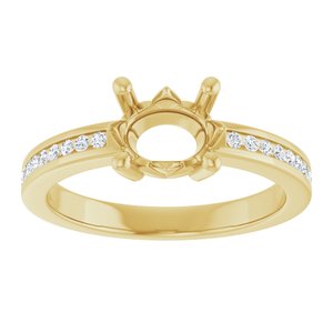 14K Yellow Gold 8x6 mm Oval .04 CTW Lab-Grown Diamond Semi-Set Ring – image 6