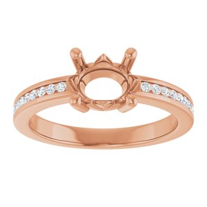 14K Rose Gold 8x6 mm Oval 1/6 CTW Natural Diamond Semi-Set Ring – image 6