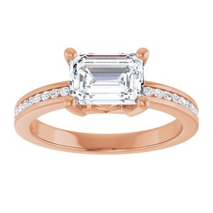 10K Rose Gold 7.5x5.5 mm Emerald Ring Mounting – image 5