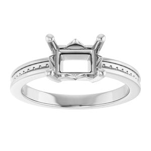 18K White Gold 7.5x5.5 mm Emerald Ring Mounting – image 6