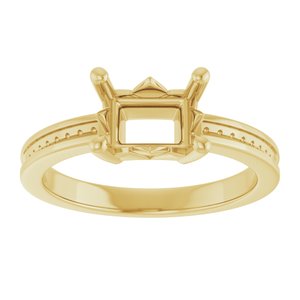 14K Yellow Gold 7.5x5.5 mm Emerald Ring Mounting – image 6