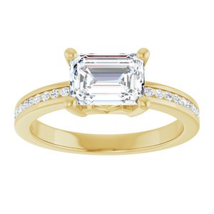 10K Yellow Gold 7.5x5.5 mm Emerald Ring Mounting – image 5
