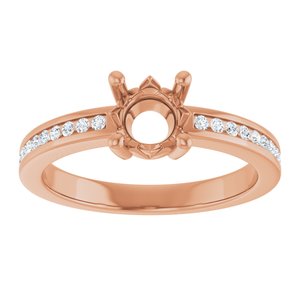 14K Rose Gold 6 mm Round 1/5 CTW Natural Diamond Semi-Set Ring – image 6