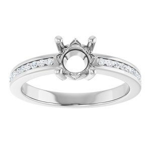 Platinum 6 mm Round 1/5 CTW Natural Diamond Semi-Set Ring – image 6