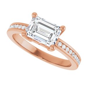 10K Rose Gold 7.5x5.5 mm Emerald Ring Mounting – image 8
