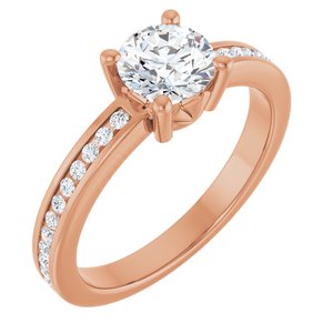 14K Rose Gold 6 mm Round 1/5 CTW Natural Diamond Semi-Set Ring