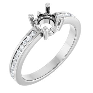 Platinum 6 mm Round 1/5 CTW Natural Diamond Semi-Set Ring – image 2