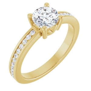 14K Yellow Gold 6 mm Round .04 CTW Lab-Grown Diamond Semi-Set Ring
