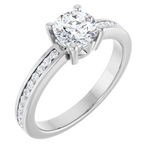 14K White Gold 6 mm Round 1/5 CTW Natural Diamond Semi-Set Ring