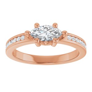 18K Rose Gold 8x4 mm Marquise Ring Mounting – image 5