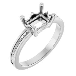 10K White Gold 7.5x5.5 mm Emerald Ring Mounting – image 2