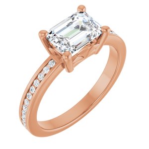18K Rose Gold 7.5x5.5 mm Emerald Ring Mounting