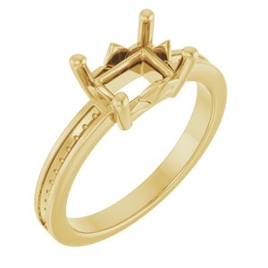 14K Yellow Gold 7.5x5.5 mm Emerald Ring Mounting – image 2