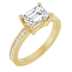 14K Yellow Gold 7.5x5.5 mm Emerald Ring Mounting