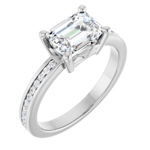 Sterling Silver 7.5x5.5 mm Emerald Ring Mounting
